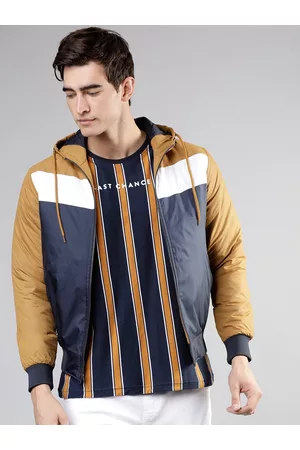 LocoMotive Men Mustard Colourblocked Tailored Jacket