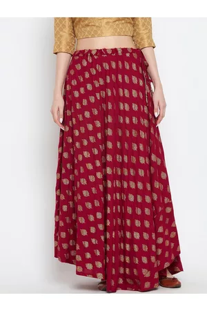 Clora Creation Women Maroon Printed Maxi Skirt