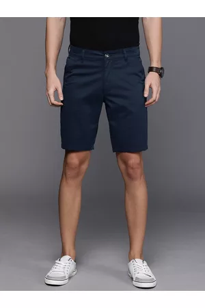 WROGN Men Navy Blue Solid Slim Fit Chino Shorts