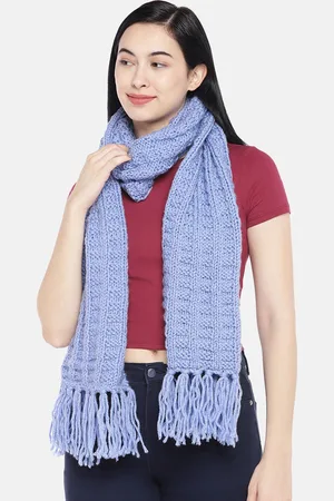 Magic Needles Women Blue Self Design Handmade Scarf