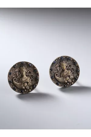 COSA NOSTRAA Metallic & Antique Gold Virgo Zodiac Engraved Round Cufflinks