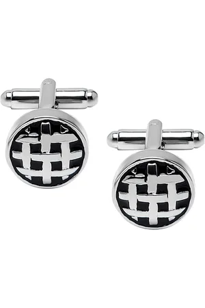 Bodha Silver-Toned & Black Stylish Cufflink