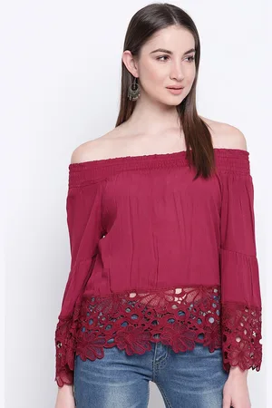 Mayra Maroon Off-Shoulder Bardot Top