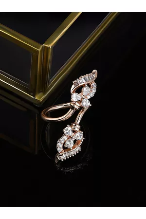 Ami Rose Gold-Plated & White CZ-Studded Adjustable Contemporary Finger Ring