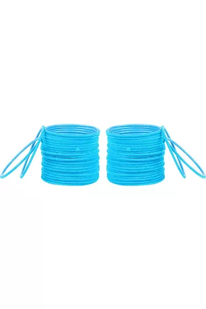 Arendelle Girls Set Of 48 Blue Solid Bangles