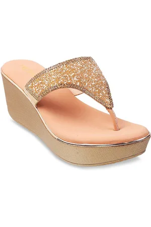 Metro Rose Gold Embellished Wedge Sandals
