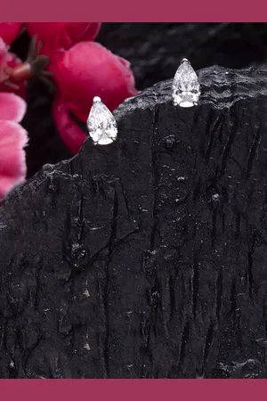 CLARA Silver-Toned Contemporary Studs Earrings