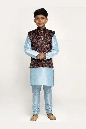 Kraft Boys Blue Dupion Silk Kurta with Pyjamas