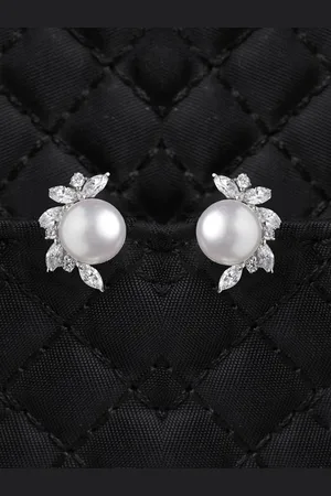 CLARA Silver-Toned Contemporary Studs Earrings