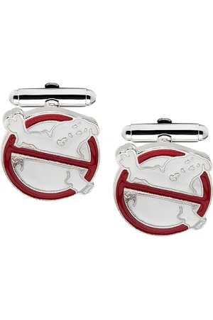 Bodha Silver-Toned & Red Ghostbusters Design Cufflink