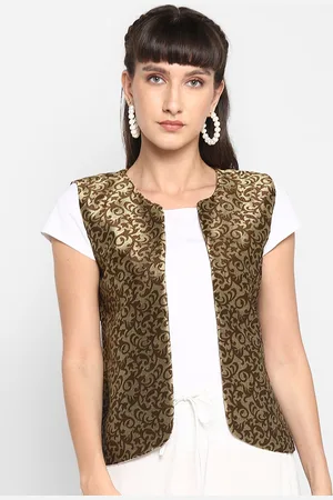 Hangup Women Brown Printed Lightweight Open Front Jacket