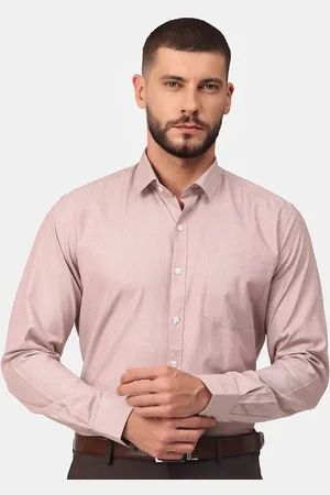 Copperline Men Red Striped Comfort Slim Fit Cotton Formal Shirt