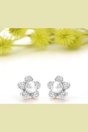 Ami Silver-Toned Contemporary Studs Earrings