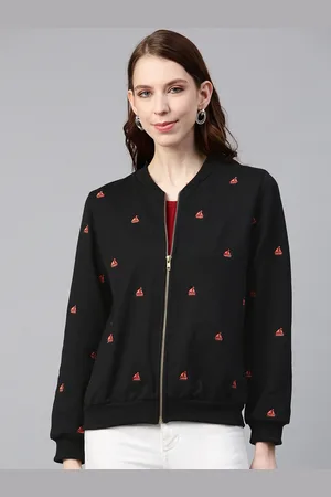 Scouph Women Black Self Design Bomber Jacket