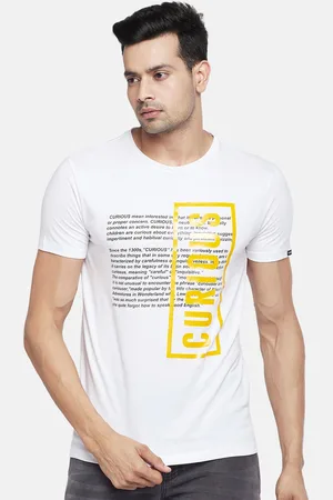 PEOPLE Men White Printed T-shirt