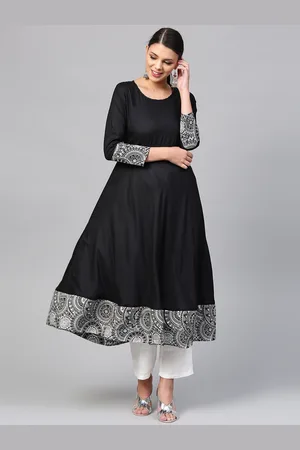 Divena World Women Black Solid Anarkali Kurta