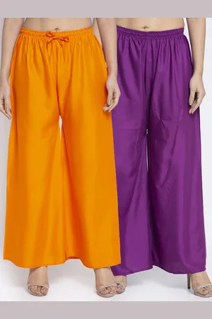 Jinfo Women Orange & Purple Set of 2 Knitted Palazzos