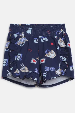 chicco Girls Navy Blue Conversational Printed Shorts