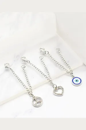 Joker & Witch Women Silver-Plated & White Set Of 3 Stone Studded Watch Charm