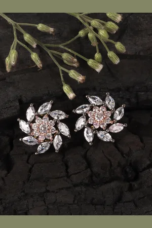 JEWELS GEHNA Copper and White Floral Studs Earrings