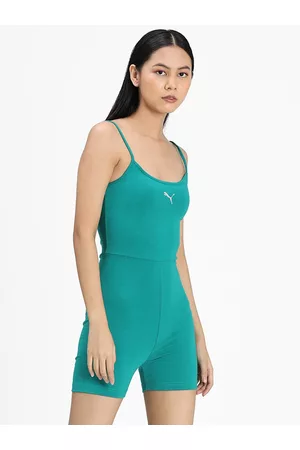 PUMA Women Blue Solid Evide Unitard Jumpsuit