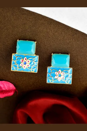 Silvermerc Designs Gold-Plated Blue Contemporary Earrings