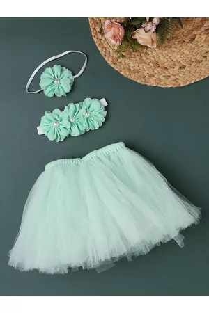 Babymoon Infants Sea Green Tutu Skirt & Hairband Photography Outfit Costume