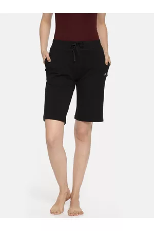 ENAMORA Women Mid-Rise Stretch Cotton City Shorts with Zipper Pockets