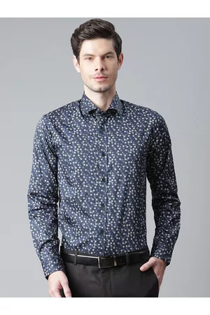 Matinique Men Navy Blue Opaque Printed Pure Cotton Casual Shirt