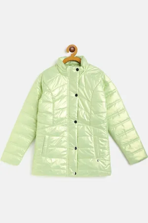 Monte Carlo Girls Lime Green Solid Puffer Jacket