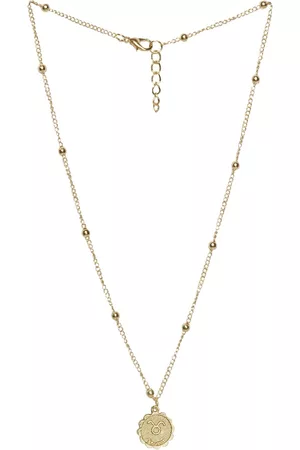Joker & Witch Gold-Toned Circular-Shaped Taurus Zodiac Pendant with Chain