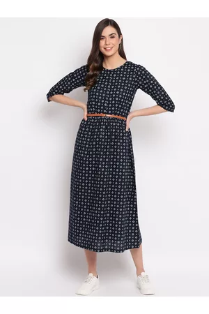 Mayra Women Blue Printed Maxi Dress