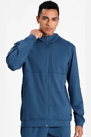 PUMA Men Blue Solid Hooded Concept Slim Fit Full Zip Training Track Jacket