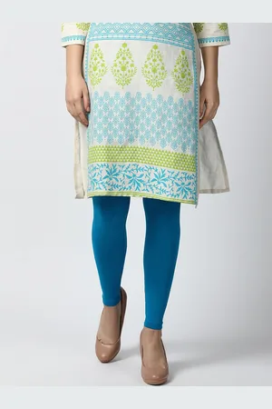 Goldstroms Women Turquoise Blue Solid Ankle-Length Leggings