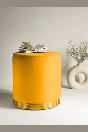 Clasiko Yellow Solid Ottomans With Rings