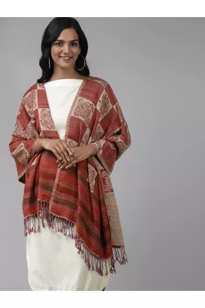 Indo Era Beige Ethnic Motifs Woven Design Viscose Rayon Stole