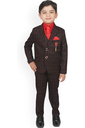 SG Boys Black & Red Checked Suit Set