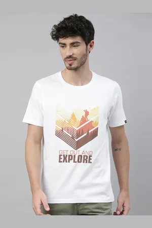 Bushirt Men White Printed Round Neck T-shirt