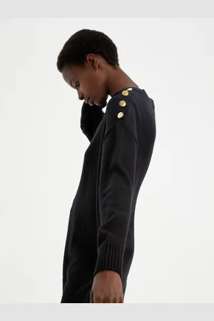 DeFacto Women Solid Black Longline Pullover With Button Detail