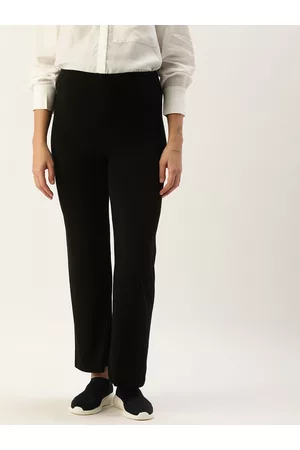 Blush Women Black Solid Knitted Palazzos