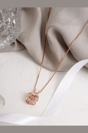 Joker & Witch Rose Gold-Plated & White Stone-Studded Pendant With Chain