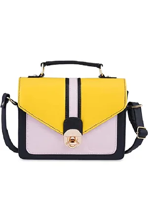 Leather Retail Multicoloured Colourblocked PU Swagger Satchel