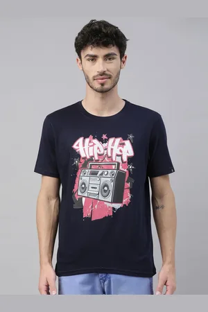 Bushirt Men Navy Blue Printed Round Neck T-shirt