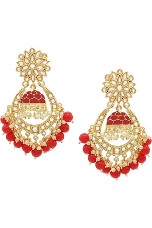 Asmitta Jewellery Red Contemporary Chandbalis Earrings