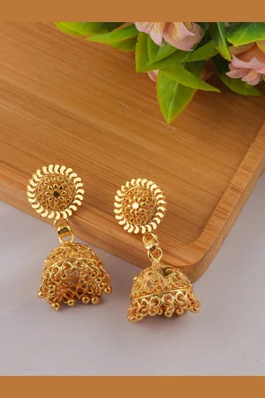Brandsoon Gold-Toned Dome Shaped Jhumkas Earrings