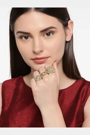 Zaveri Pearls Women Gold-Toned Kundan Adjustable Double Ring