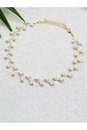 Joker & Witch Gold-Toned & White Alloy Gold-Plated Choker Necklace