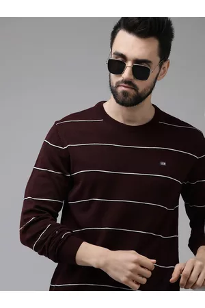 Arrow Men Burgundy Multi Stripes Pullover