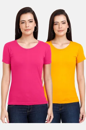 Fleximaa Women Pink & Yellow 2 T-shirt