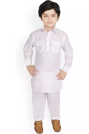 SG Boys White Solid Kurta with Pyjamas